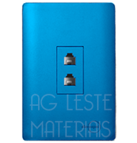 Conjunto Jack Duplo RJ11 Telefone 4x2 - Novara Especiais Azul Fosco